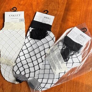 Nordstrom Black and White Fishnet Anklet Socks Set